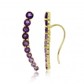 9ct Gold Amethyst Ear Climber Earrings