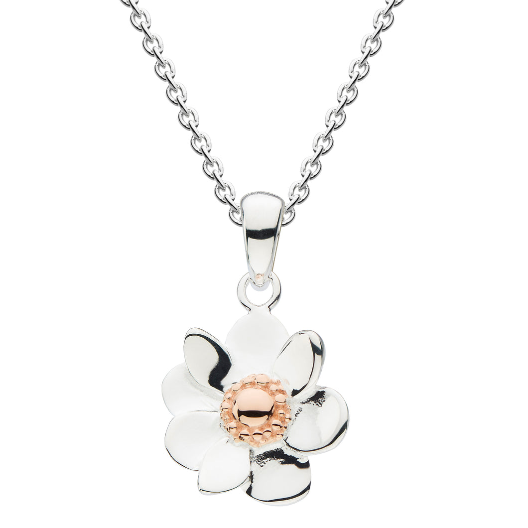Silver Anemone Flower Pendant & Chain