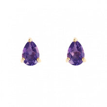 Load image into Gallery viewer, 9ct Yellow Gold Pear Cut Amethyst Studs

