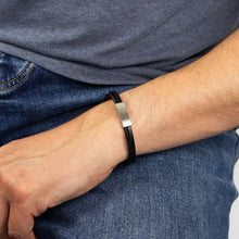 Load image into Gallery viewer, Recycled Black Leather Two Row Bracelet
