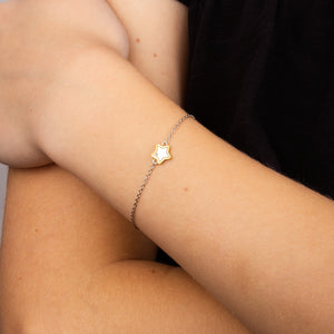 D for Diamond Silver and Gold Plate Childrens Star Bracelet