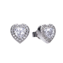 Load image into Gallery viewer, Diamonfire Cubic Zirconia Heart Pave Set Studs
