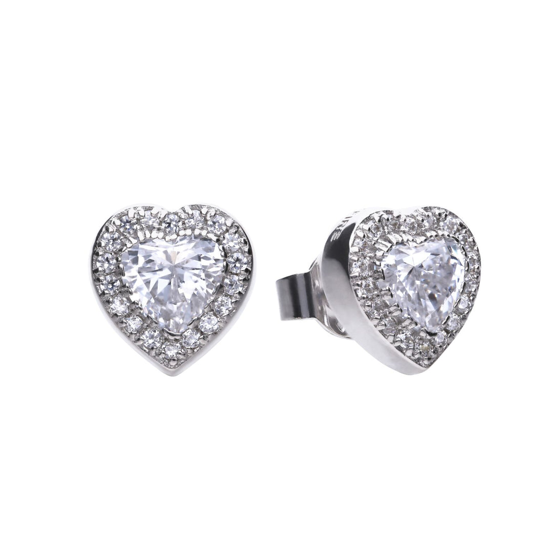 Diamonfire Cubic Zirconia Heart Pave Set Studs