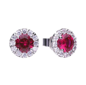 Diamonfire Red Cubic Zirconia Halo Studs