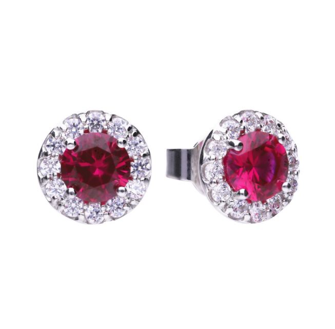 Diamonfire Red Cubic Zirconia Halo Studs