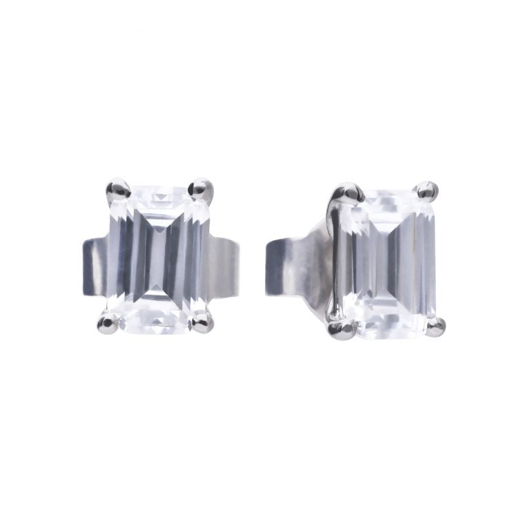 Diamonfire Cubic Zirconia Emerald Cut Studs