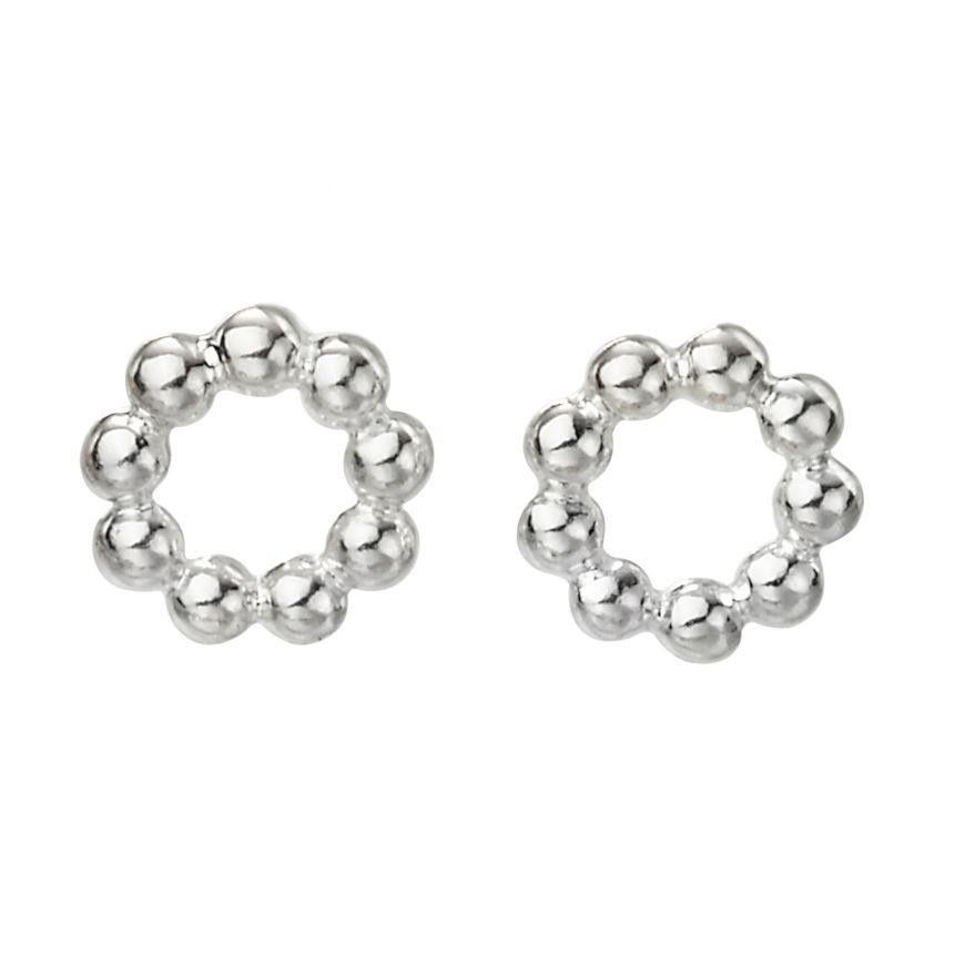 Silver Circle Ball Stud Earrings