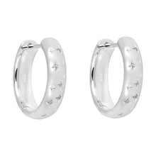 Load image into Gallery viewer, Silver Starry Night Cubic Zirconia Huggie Hoops
