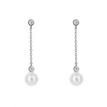 Load image into Gallery viewer, Diamonfire Shell Pearl and Cubic Zirconia Chain Drop Earrings
