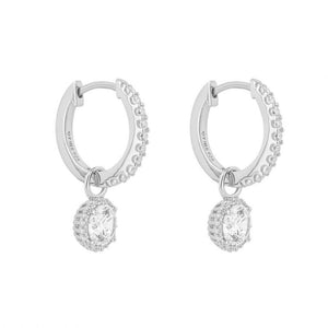 Diamonfire Cubic Zirconia Round Halo Hoop Drop Earrings