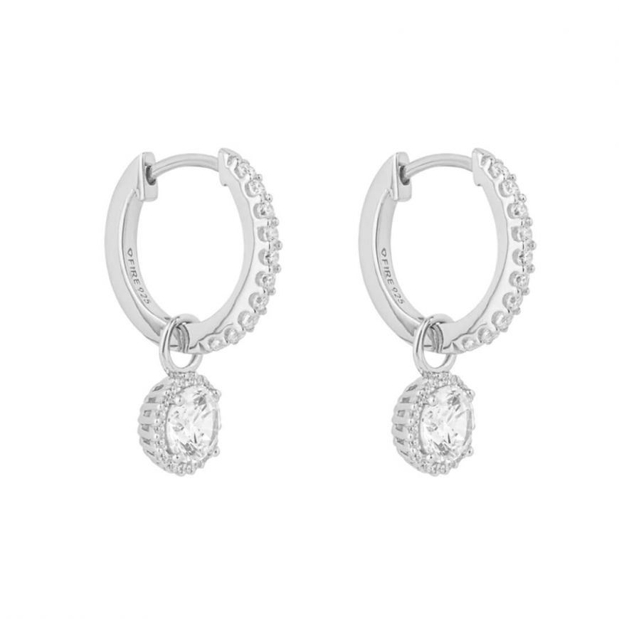 Diamonfire Cubic Zirconia Round Halo Hoop Drop Earrings