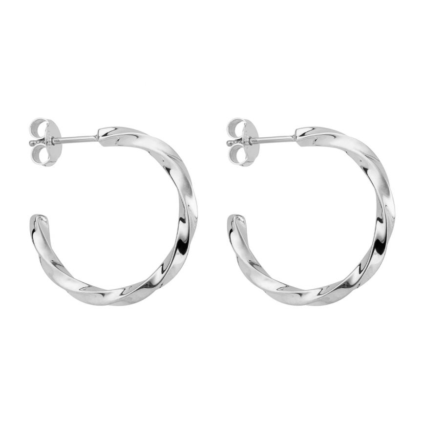 Silver Twisted Hoops