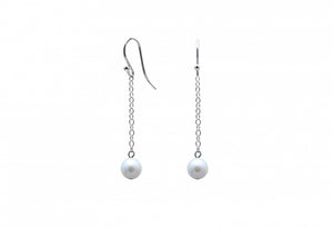 9ct White Gold Chain & Pearl Drop Earrings