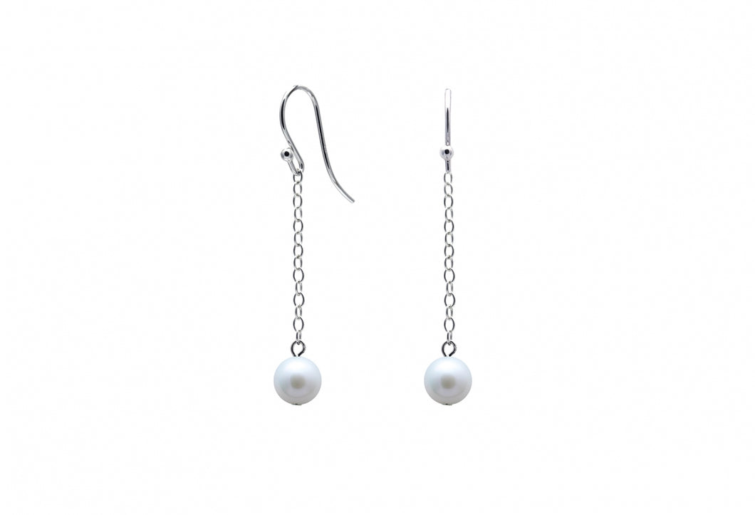 9ct White Gold Chain & Pearl Drop Earrings