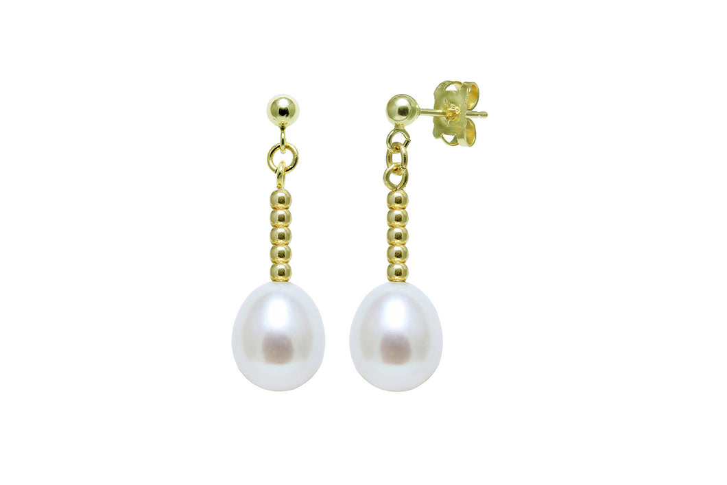 9ct Yellow Gold Freshwater Pearl Drop Earrings