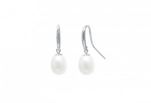 9ct White Gold Classic Pearl Drop Earrings