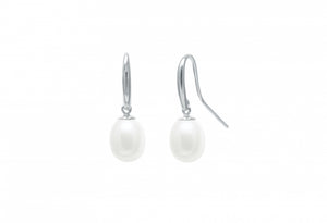 9ct White Gold Classic Pearl Drop Earrings