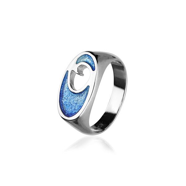 Silver and Enamel Coastal Ring - Ortak