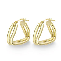 9ct Gold Triangle Shaped Hoop Earrings