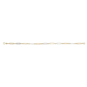 9ct Yellow and White Gold Elongated Link Bracelet