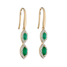 Load image into Gallery viewer, 9ct Gold Emerald Marquise Drop Earrings
