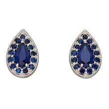 Load image into Gallery viewer, 9ct White Gold Sapphire Tear Drop Studs
