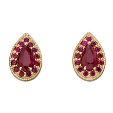 Load image into Gallery viewer, 9ct Gold Tear Drop Ruby Stud Earrings
