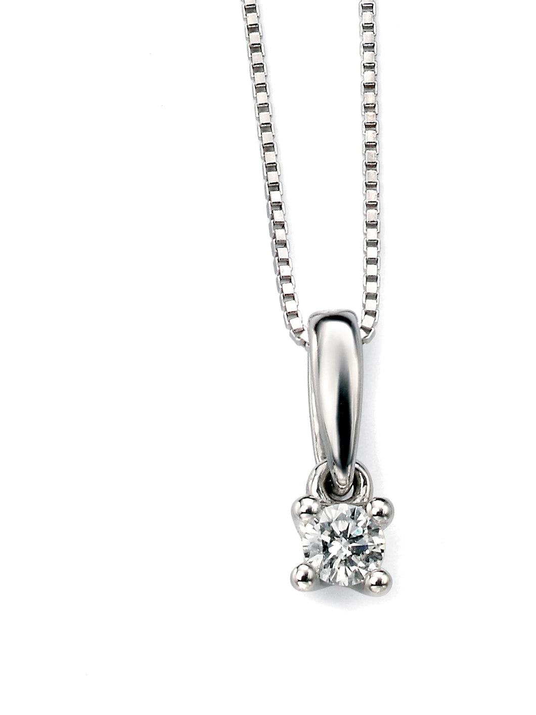9ct White Gold Solitaire Diamond Pendant 0.10ct