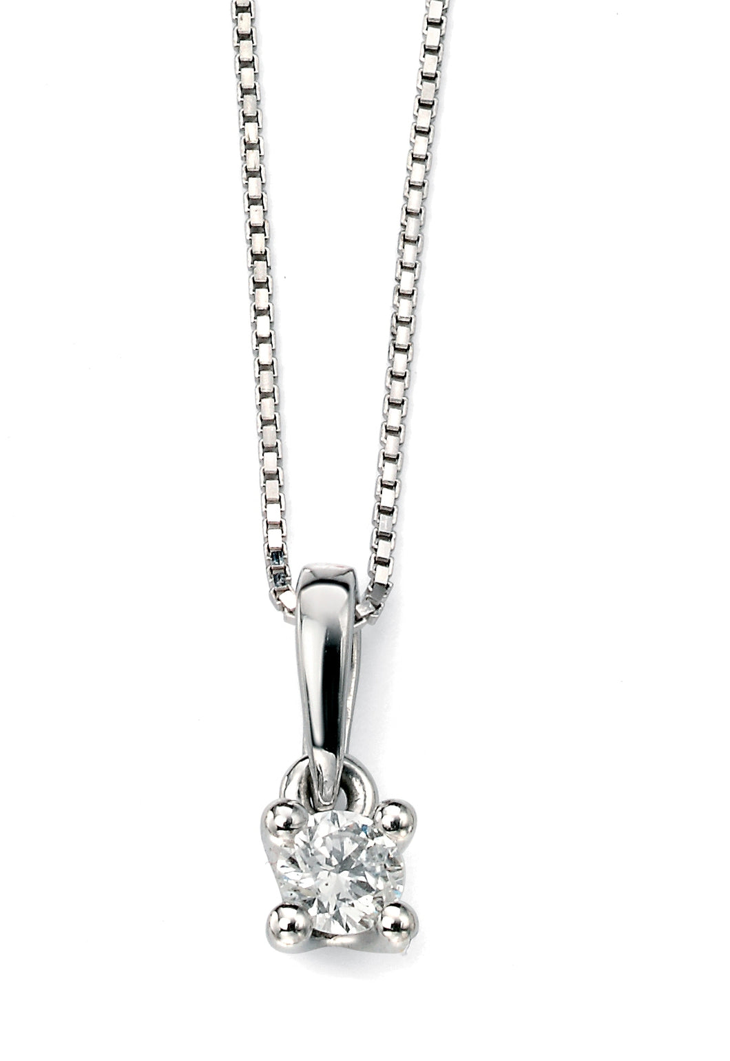 9ct White Gold Diamond Solitaire Pendant 0.15ct