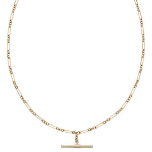 9ct Gold T-Bar Figaro Necklace