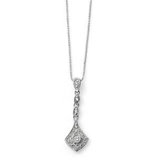 9ct White Gold Diamond Vintage Style Necklace