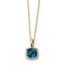 Load image into Gallery viewer, 9ct Gold London Blue Topaz Cushion Necklace
