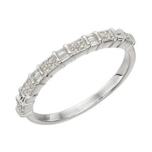 9ct White Gold Baguette Bar Diamond Eternity Ring