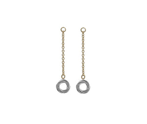 9ct White & Yellow Gold Chain Drop Earrings