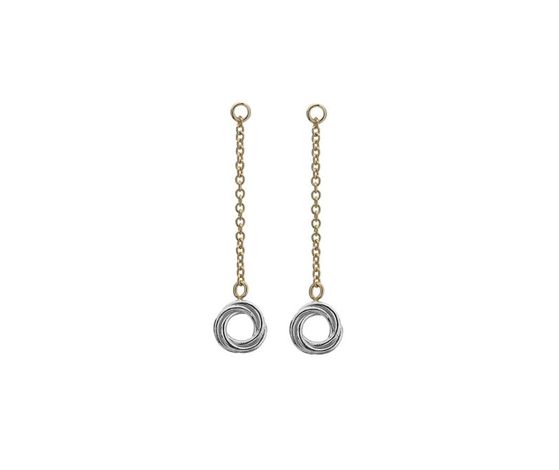 9ct White & Yellow Gold Chain Drop Earrings