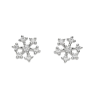 Sterling Silver Cubic Zirconia Snowflake Studs
