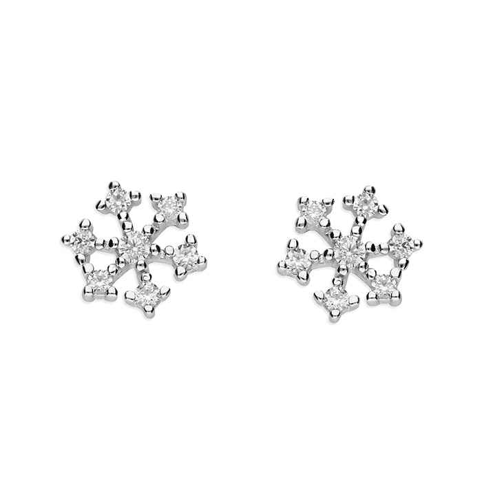 Sterling Silver Cubic Zirconia Snowflake Studs
