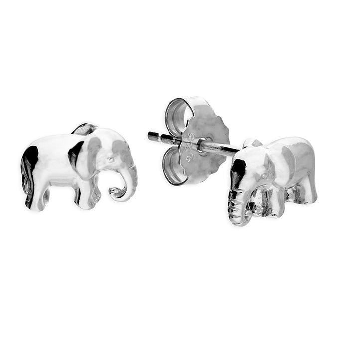 Sterling Silver Elephant Stud Earrings