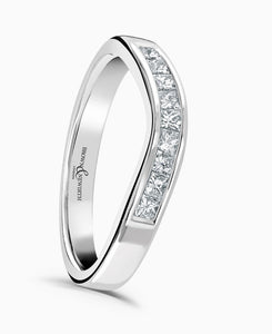 Shaped Wedding Ring - Princess Cut Diamonds