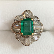 Load image into Gallery viewer, Secondhand 14ct White gold Emerald and Diamond Dress Ring
