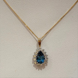 Secondhand 9ct Gold Topaz and Cubic Zirconia Necklace