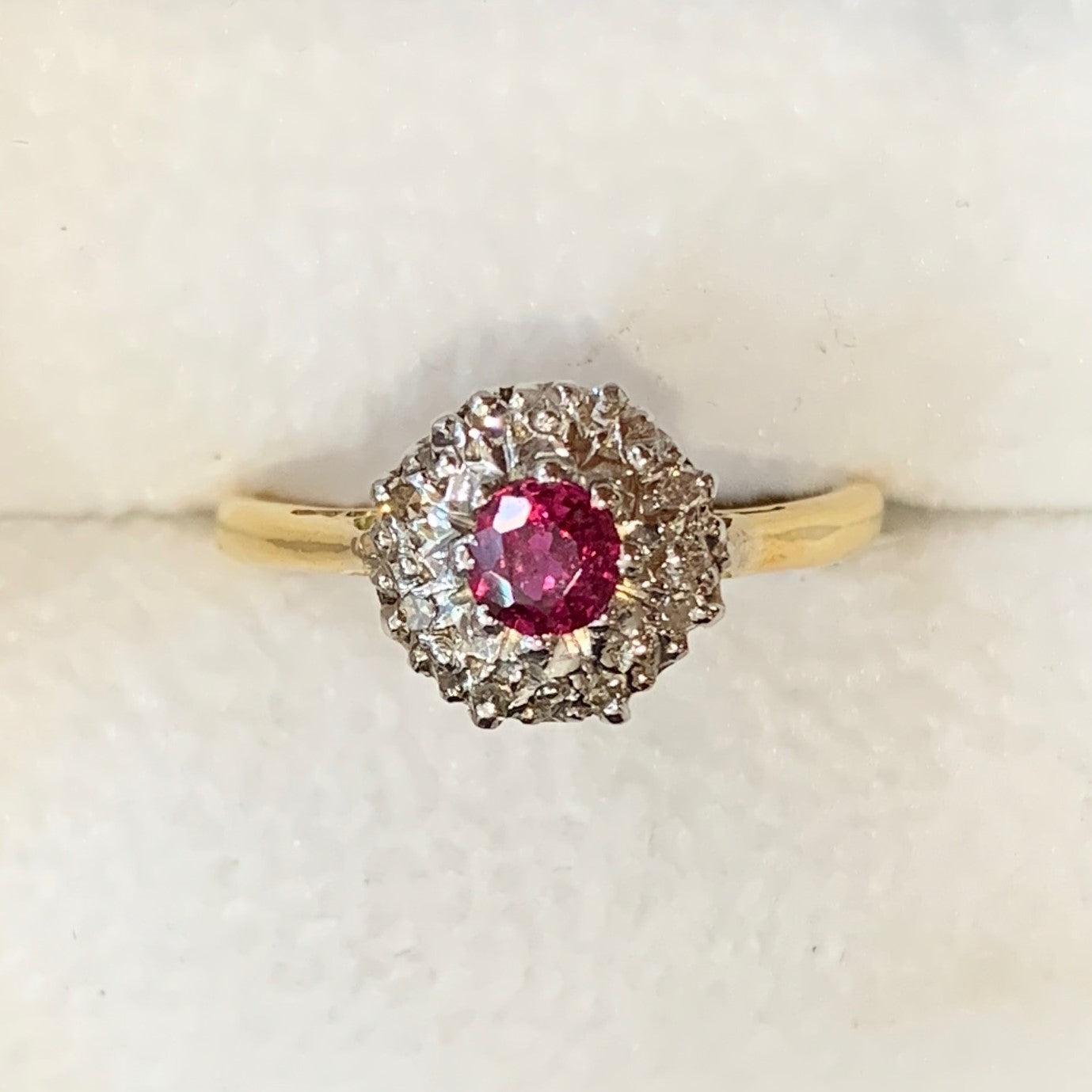 Secondhand Ruby and Diamond Cluster Ring Plants The Jewellers