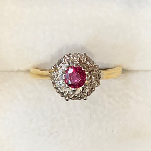 Secondhand Ruby and Diamond Cluster Ring