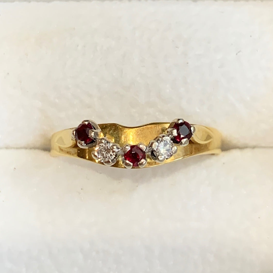 Secondhand Ruby and Diamond Shaped Ring