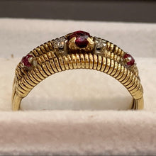 Load image into Gallery viewer, Secondhand 9ct Gold Coiled Band Ring with Rubies and Diamonds
