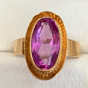 Secondhand Pink Synthetic Sapphire Oval Dress Ring