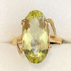 Secondhand 14ct Gold Yellow Beryl Dress Ring