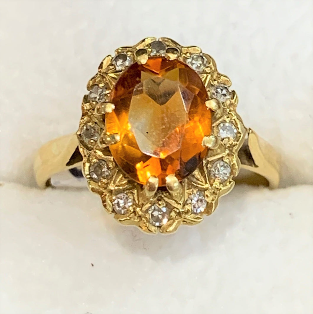 Secondhand Citrine and Diamond Ring - 18ct Gold