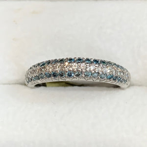 Secondhand White Gold Blue and White Diamond Ring