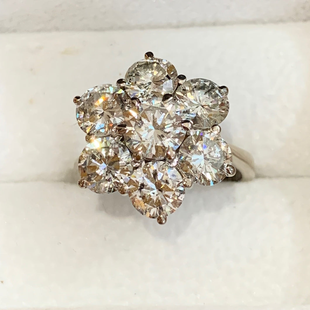 Secondhand 18ct White Gold Diamond Daisy Cluster Ring - 4.5ct